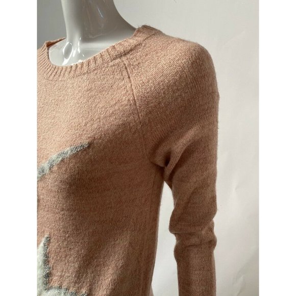 Lauren Conrad Womens Sweater Pink Long Sleeve Fluffy Whale Applique Sequins S - Picture 9 of 12